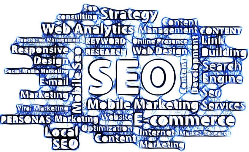 Wortwolke um das Wort SEO